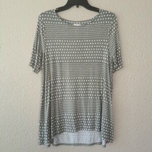 Chico's "greenish gray polka dot"‎ short-sleeve blouse, size 1 S-USA light